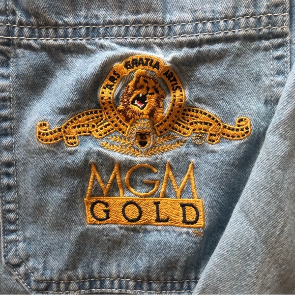 Vintage Metro Goldwyn Mayer Denim Button Long Sleeve Chambray Shirt - Picture 2 of 4
